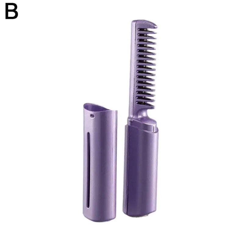 2In1 Wireless Hair Hot Comb Mini Usb Charging Straightener Portable Care Negative Ion Fast Hair Hair Styling Heating Tools C9W4