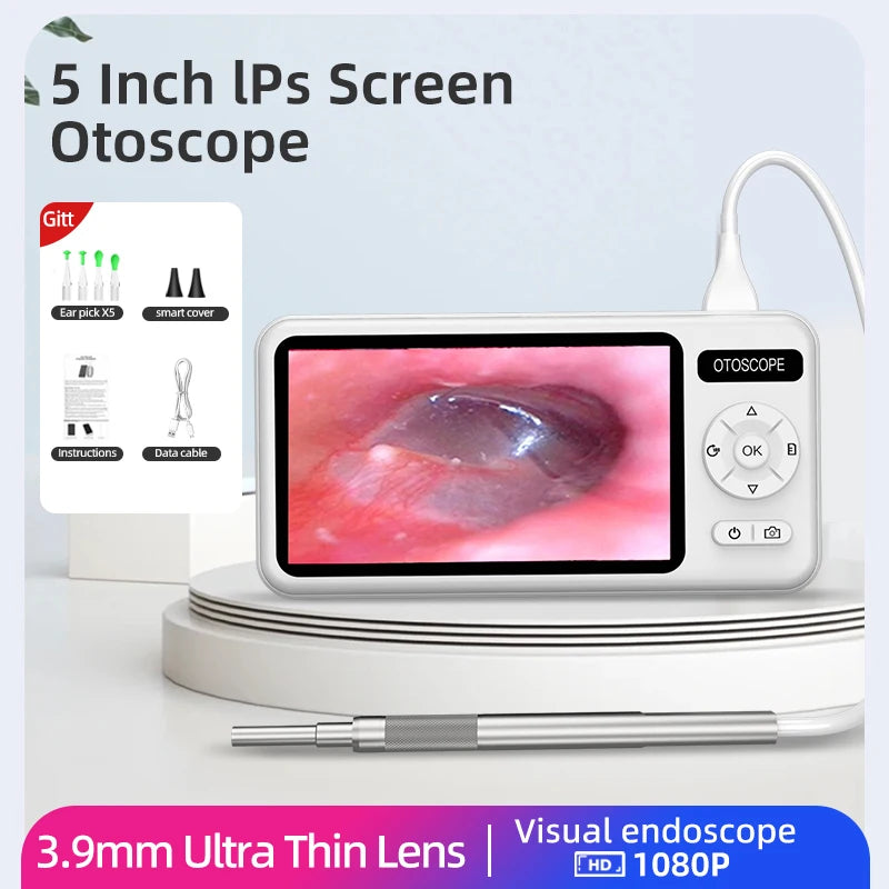 HD 1080P 3.9mm 4.5 Inch LCD Screen Ear Scope Endoscope Ear Wax Clean Otoscopy Camera Ear Endoscope Clean Mini Cameras