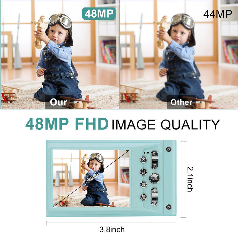 HD 48MP Digital Camera with 2.8" Large Screen Camcorder Camera  Children Camera 16x Zoom Anti Shake Portable Small Cam with 32GB