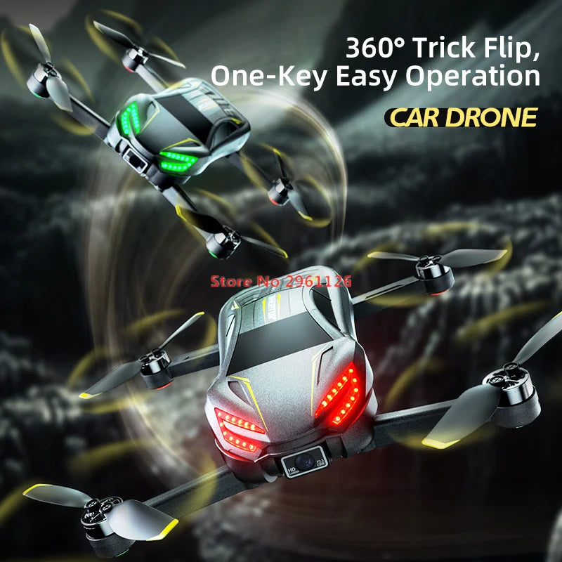 WIFI FPV RC Drone Car HD Dual Camera Brushless With Lights Kids Toys Electric Adjustment Remote Control Optical Flow Quadcopter