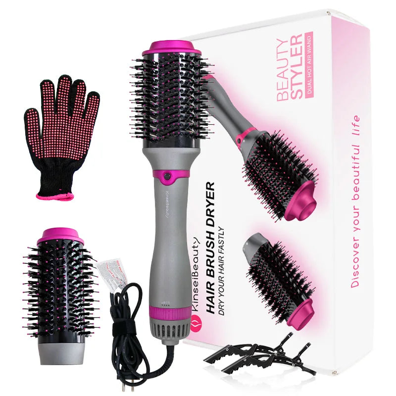 Kinseibeauty One Step  Hair Dryer Brush Hot Air Paddle Styling Brush Negative Iron Generator Curling Combair Straight hair comb