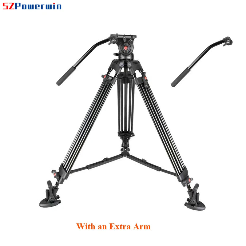 Powerwin PW-180D Professional Heavy Duty 72" Aluminum Tripod Light Stand with Fluid Head for DSLR Cameras and Gimbals