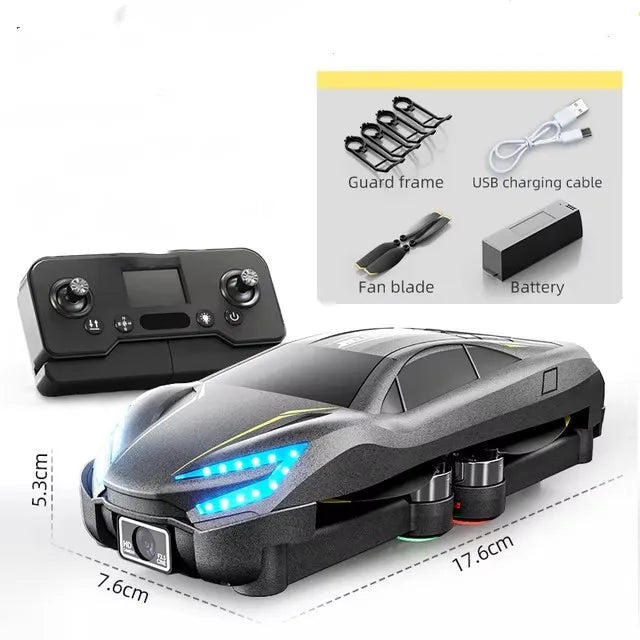 WIFI FPV RC Drone Car HD Dual Camera Brushless With Lights Kids Toys Electric Adjustment Remote Control Optical Flow Quadcopter