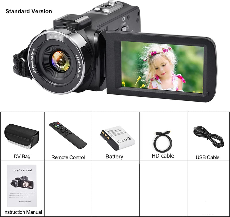 Full HD 8k Professional Video Camera 48MP WiFi Camcorder Digital 16X Zoom Streaming Auto Focus Cam