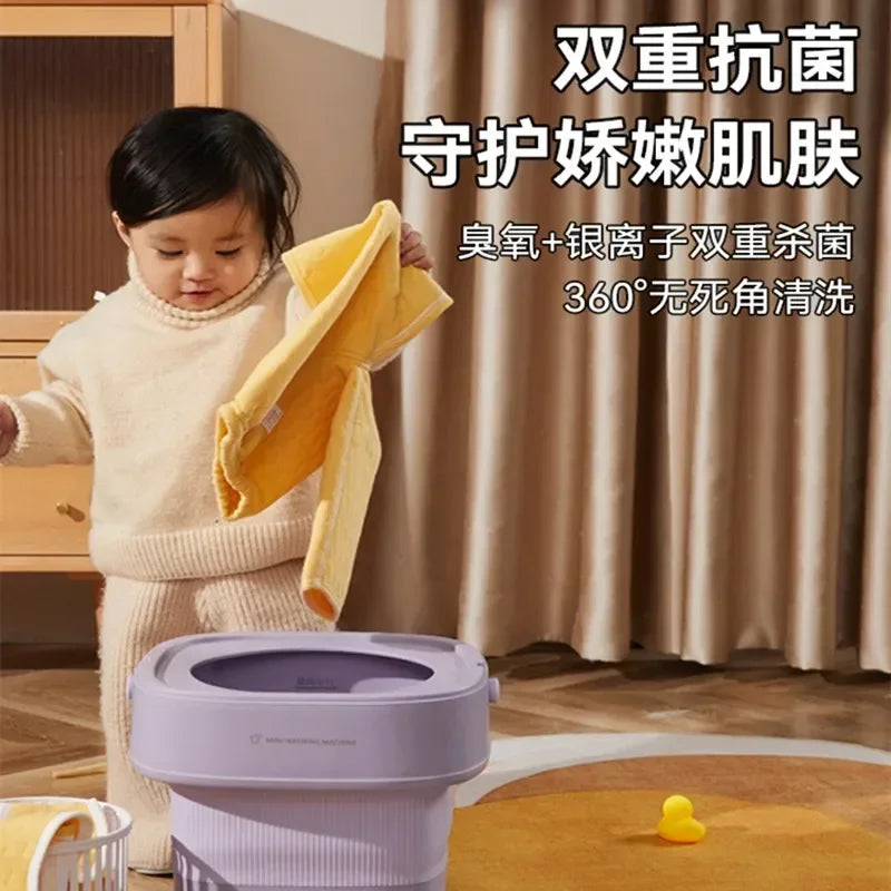 220V Foldable Portable Washing Machine, Your Lazy Solution for Cleaning Clothes and Underwear