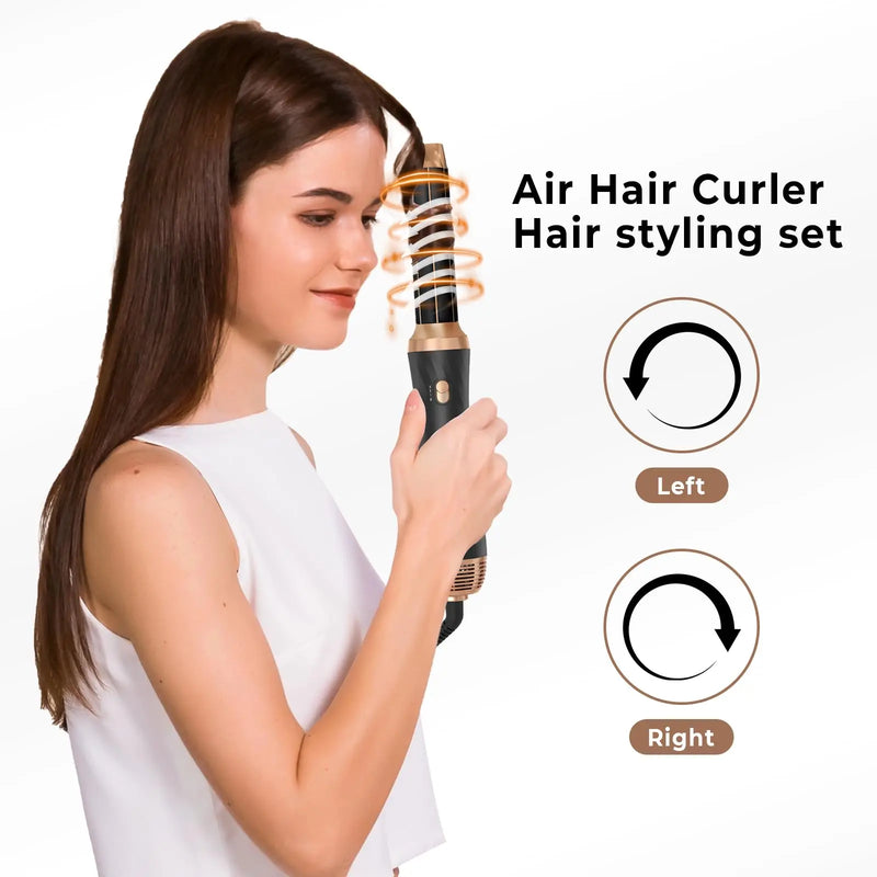 6 in One Blow Dryer Brush 60000RPM, Upgraded Hot Air Brush, Curling Wand Curling Iron Brush Blow Dryer with 3 Temp