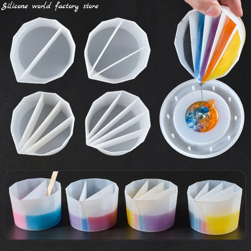 2/3/4/5Grids Silicone Distributing Cup Liquid Pigment Resin Color Mixing Cup Resin Cup for DIY Epoxy Resin Crafts Making Tools