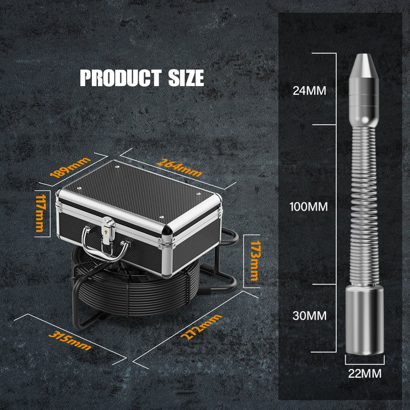 10" IPS Pipe Sewer Drain Inspection Camera 20M 30M 50M 512hz Transmitter AHD 1080P Screen Video+Audio Recording 5X Image Enlarge
