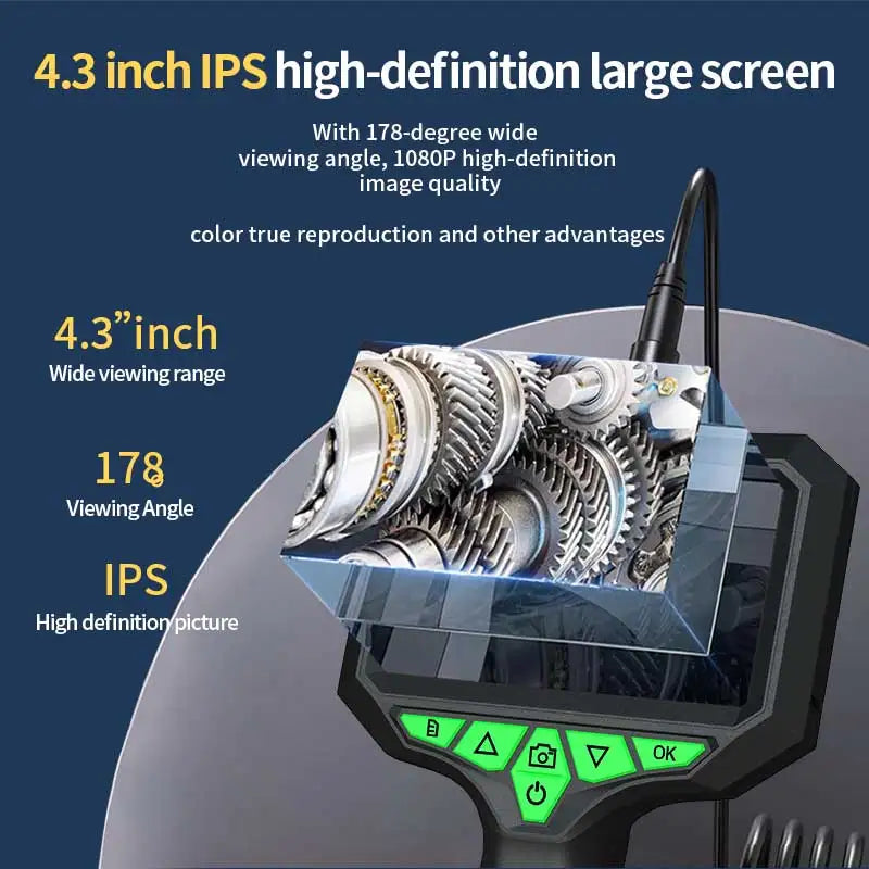 Handheld 4.3 Inch IPS HD Screen Industrial Endoscope Camera With LED Light Waterproof Sewer Car Engine Repair Detector Camera