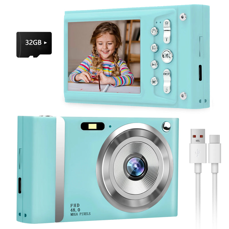 HD 48MP Digital Camera with 2.8" Large Screen Camcorder Camera  Children Camera 16x Zoom Anti Shake Portable Small Cam with 32GB