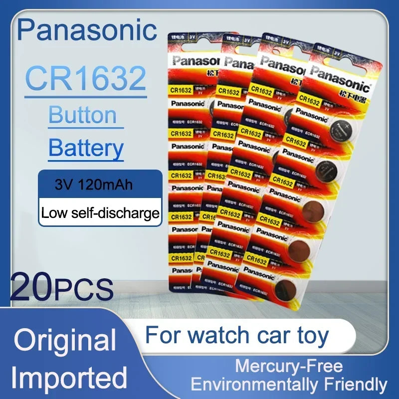 5Pcs-20Pcs Panasonic 3V CR1632 Button Batteries Cell Coin Lithium Battery For Watch Electronic Toy Calculators