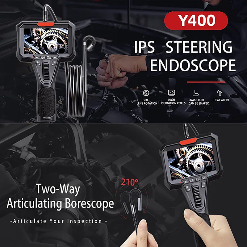 Two-Way Articulation Borescope 1080P 6.2MM HD Steerable Endoscope Camera with 4.3 INCH LCD Monitor For Wall Engine Hole Camera