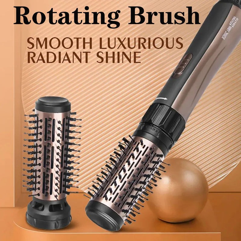 Automatic Rotating Hair Dryer Brush Electric Blow Comb Hot Air Straightener Curler One Step 2 Gears Blower Replaceable 2 Heads