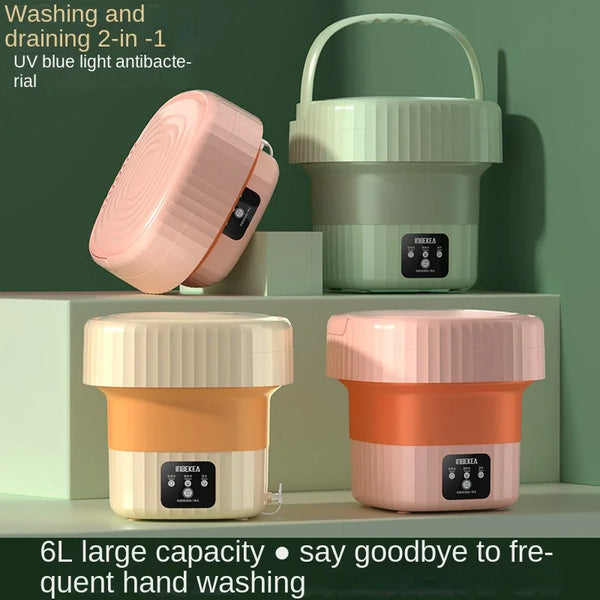 New 6L Folding Mini Washing Machine Portable Household Dormitory Underwear Socks Washing Machine Baby Clothes Washing Machine