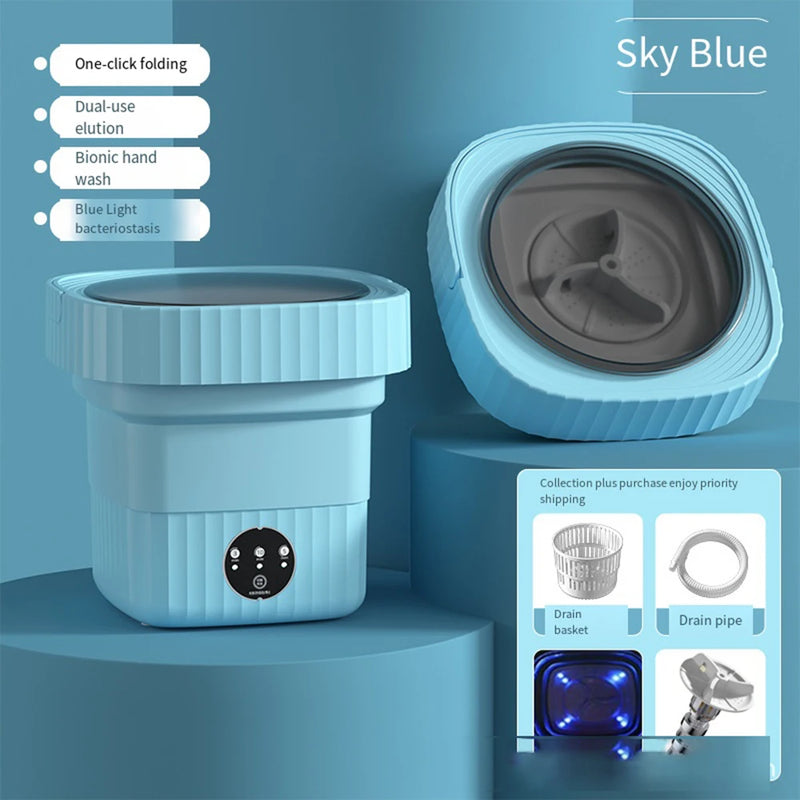 Foldable Portable Washing Machine 6L Big Capacity with Dryer for Clothes Travel Home Socks Underwear Mini Folding Washer UK AU