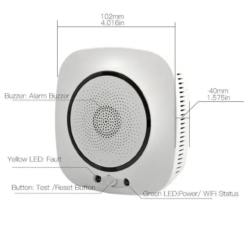 WiFi Smart Gas Leakage Fire Security Detector Gas Combustible Alarm Sensor Smart Life Tuya App Control Home Security System