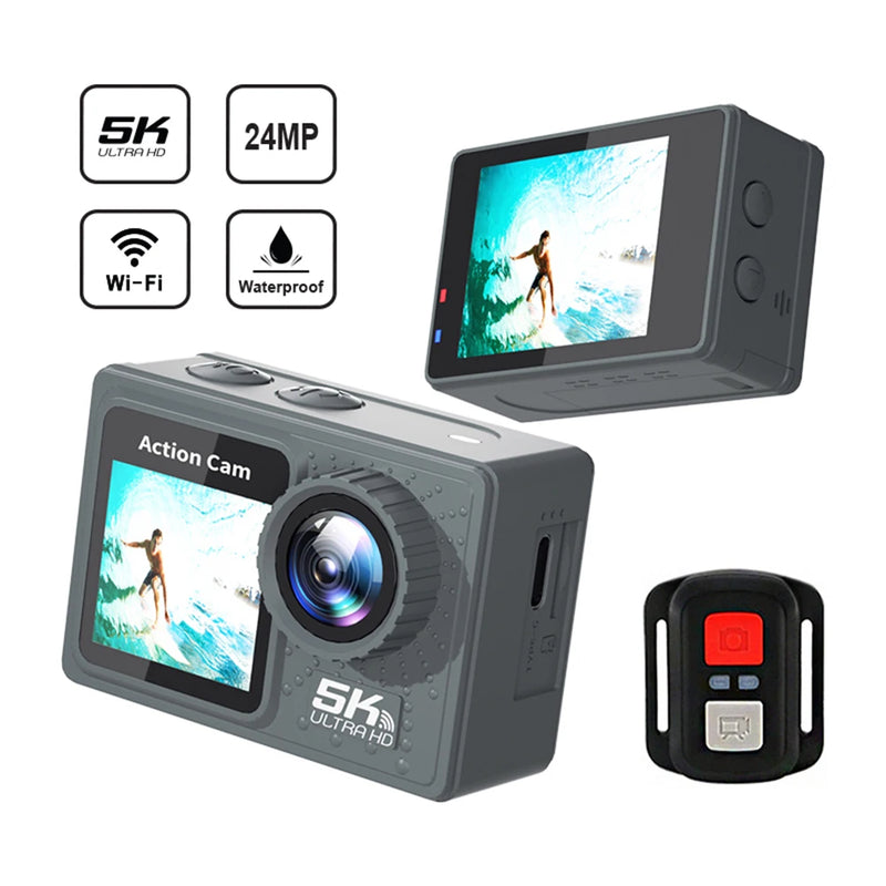 5K 4K 1080P Sport Camera Anti-shake WIFI Action Video Cam Dual Screen Outdoor Cycling Camera 30m Waterproof with Remote Control